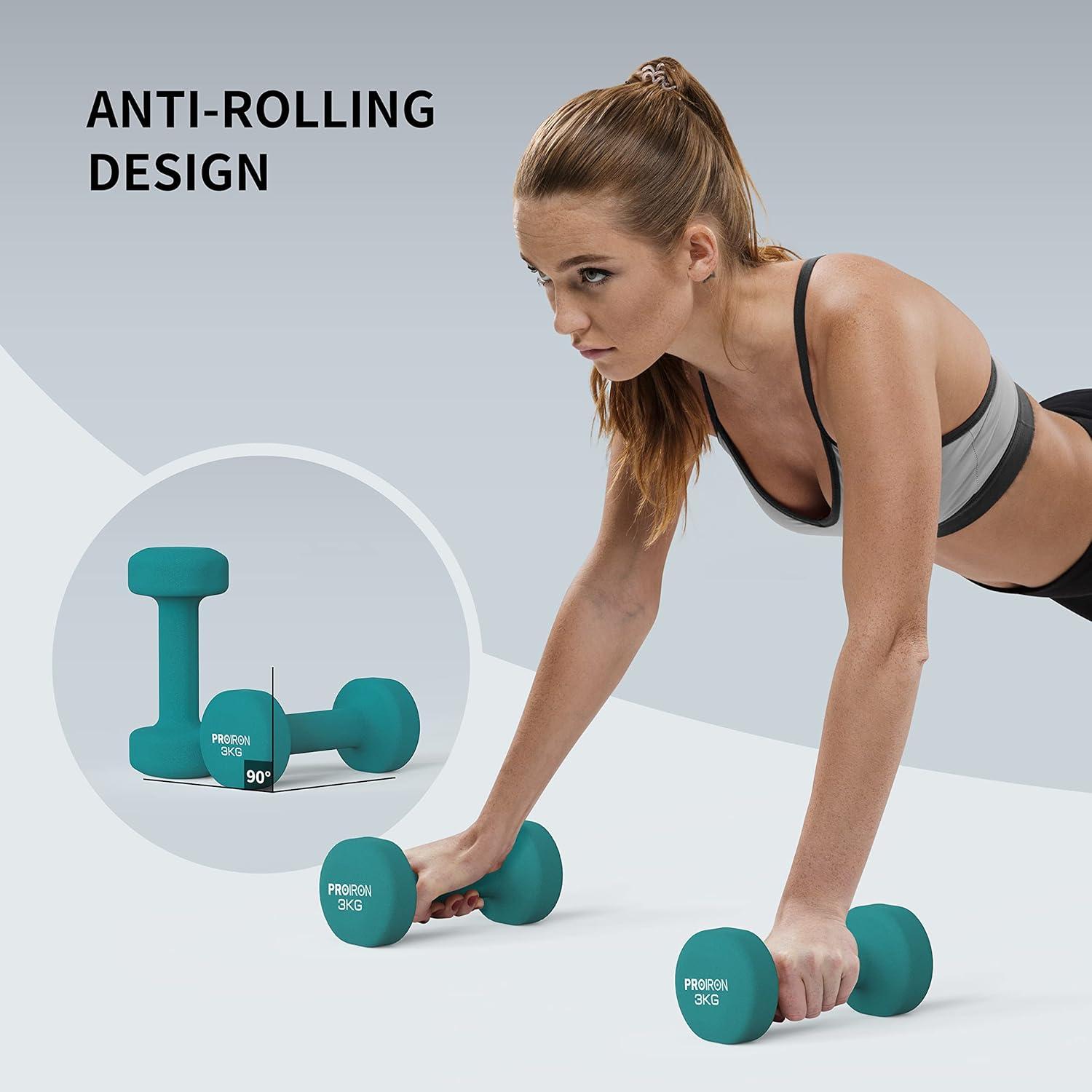 PROIRON Neopren Kurzhanteln Set Damen Gymnastik Yoga Kinder 2 X 3KG