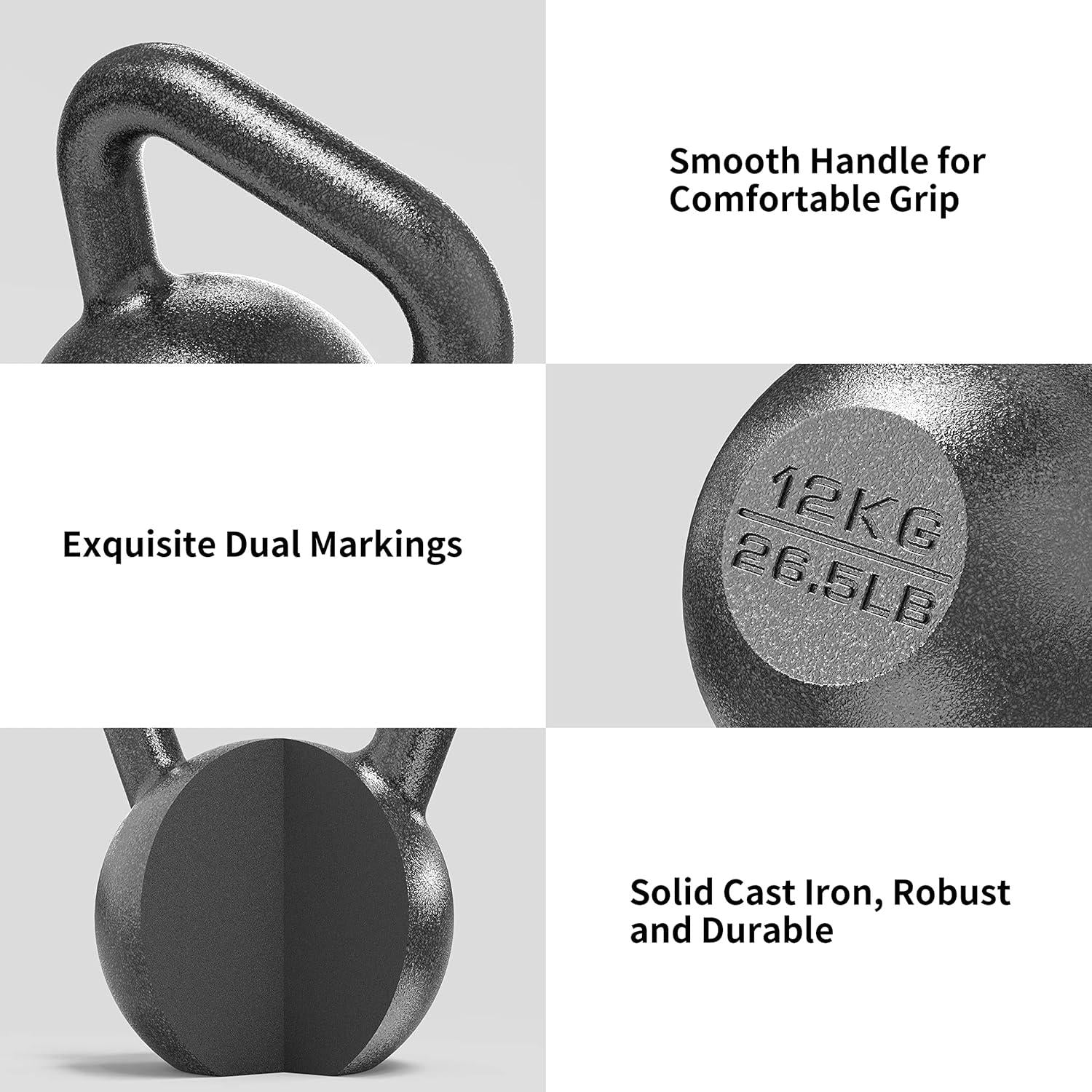 PROIRON Kettlebell Gusseisen 4kg 8kg 12kg 16kg 20kg 24kg
