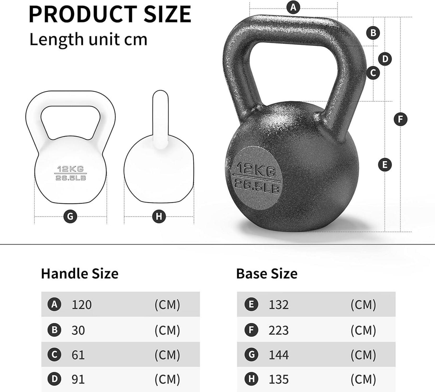 Kettlebell Gusseisen Profi 4kg 8kg 12kg 16kg 20kg 24kg Schwarz