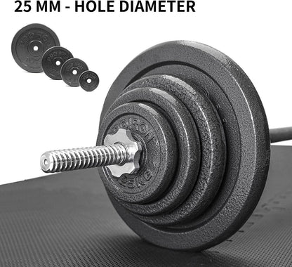 Hantelscheiben-Set Gusseisen 1,25kg 2,5kg 5kg 10kg 2,5cm Hantelstange