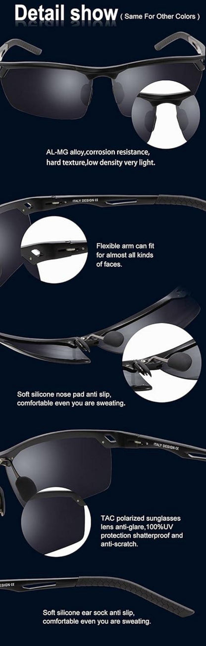 DUCO Polarisierte Sportsonnenbrille Herren Ultraleicht Al-Mg 8550