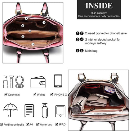 Miss Lulu Damen Handtasche Schultertasche V-Design Rosa