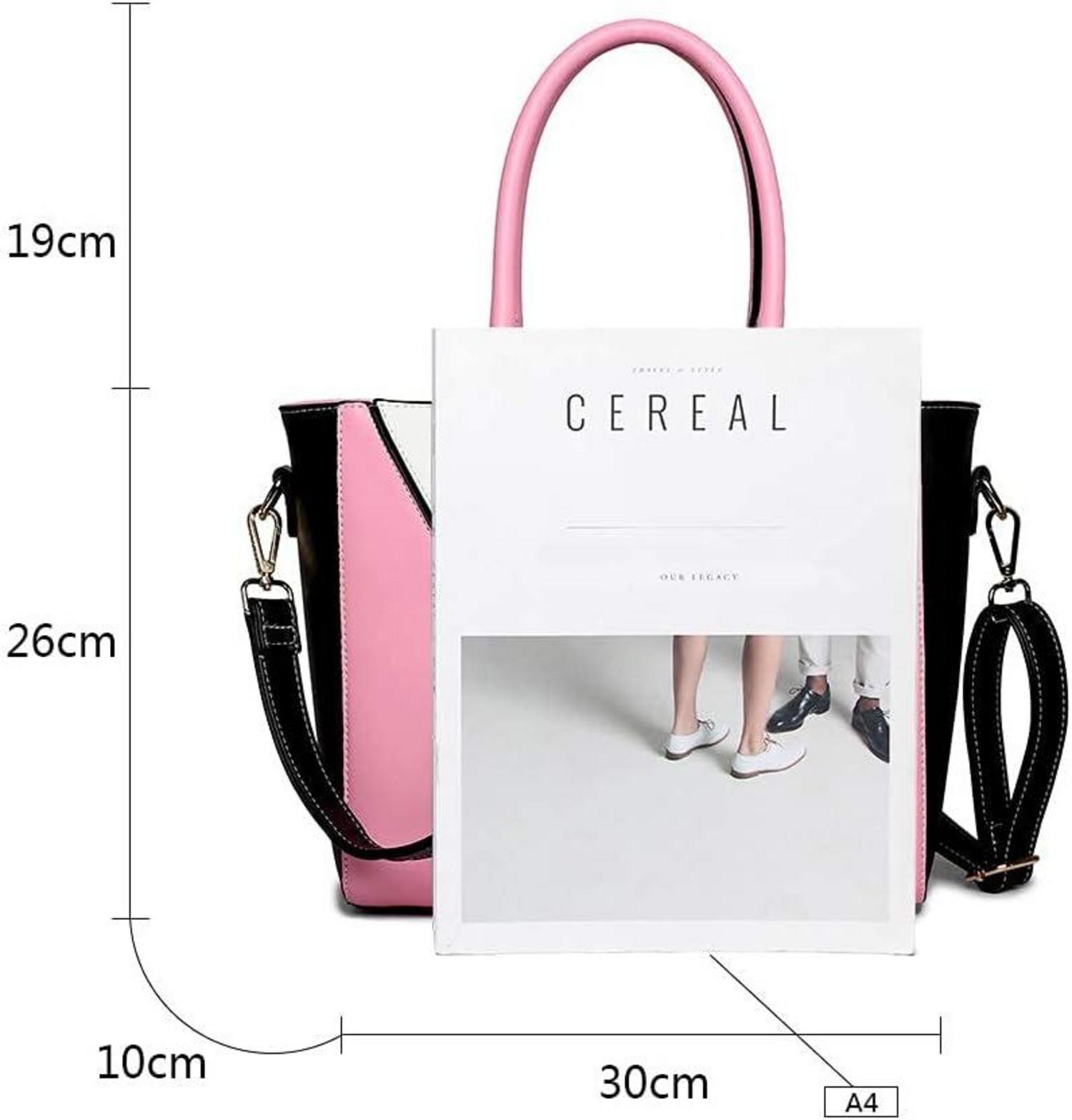Damen Handtasche Schultertasche Shopper V-Design Rosa Ledertasche