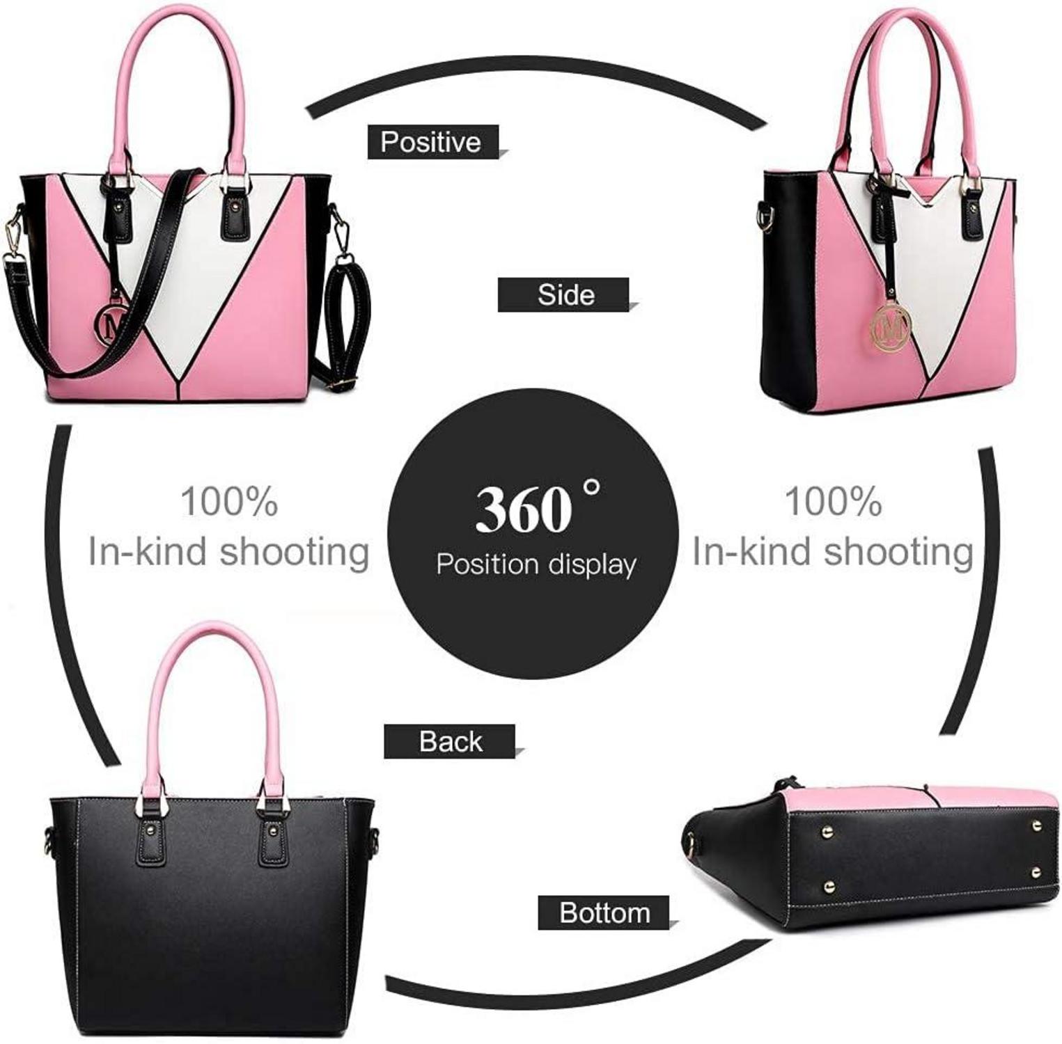 Damen Handtasche V-Design Schultertasche Shopper Rosa