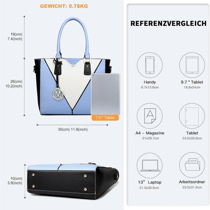 Miss Lulu Damen Handtasche Schultertasche Shopper Blau