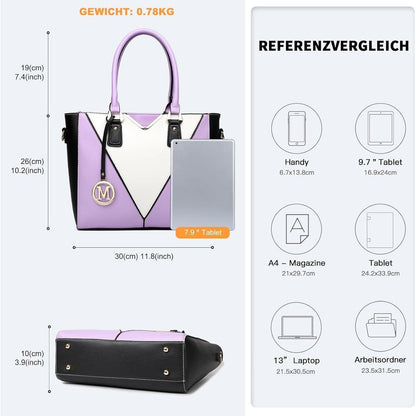 Miss Lulu Damen Handtasche Lila Synthetic Ledertasche
