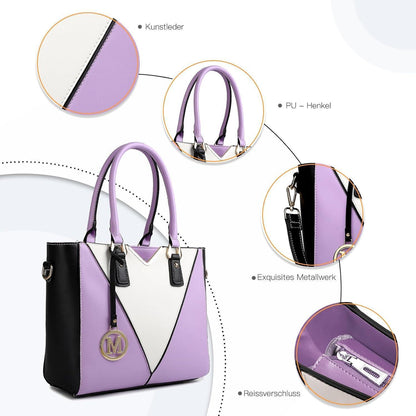 Miss Lulu Damen Handtasche Lila Synthetic Ledertasche