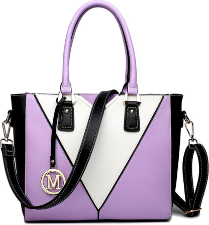 Elegante Damenhandtasche Lila V-Form Synthetik mit Schultergurt