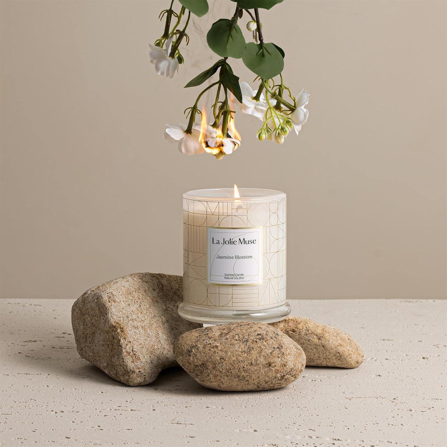 Duftkerze Jasmin 280g Natürliches Sojawachs 50-65 Std. Brenndauer