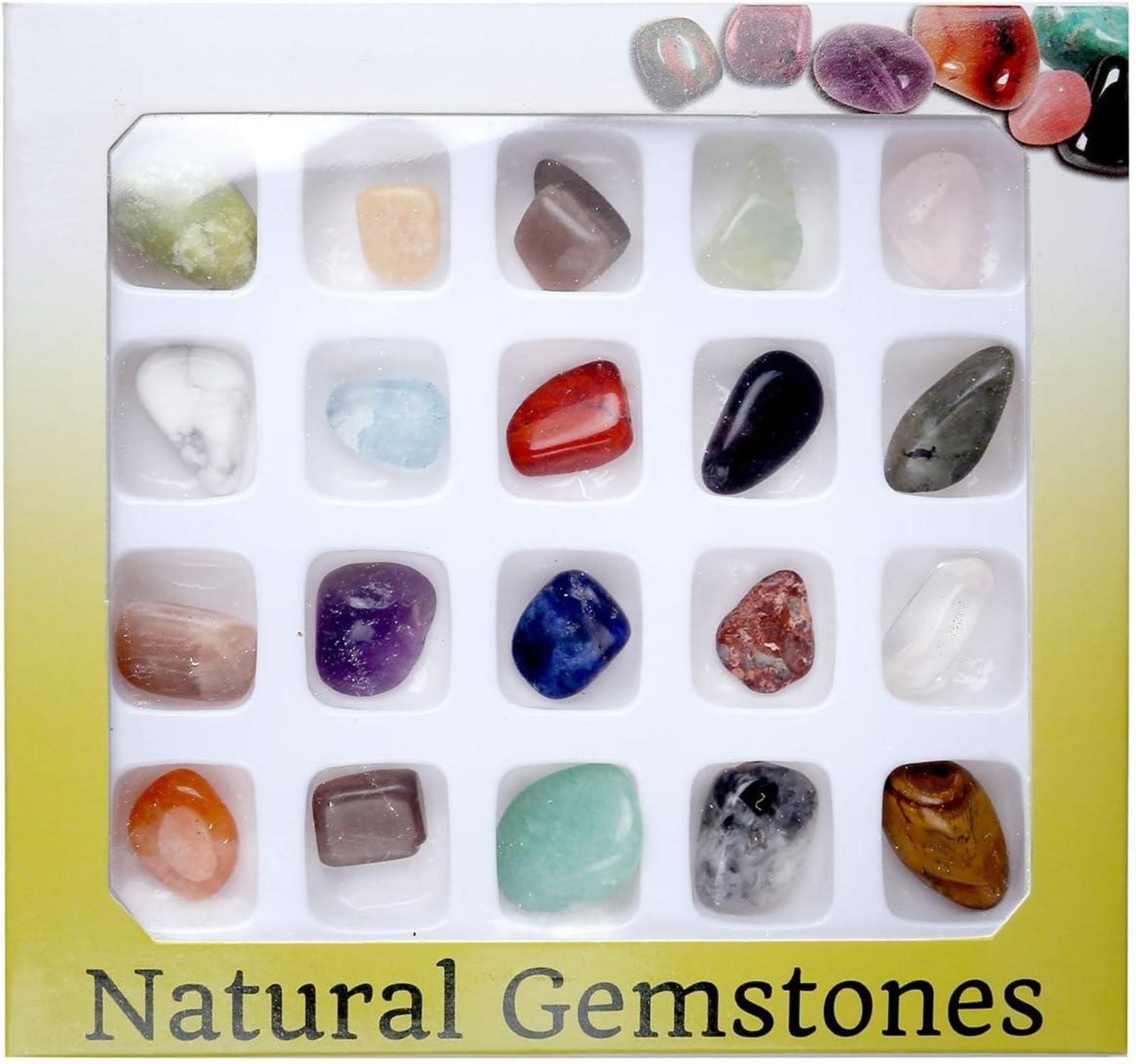 JOVIVI Naturstein Chakra-Set 20x Edelsteine Trommelsteine