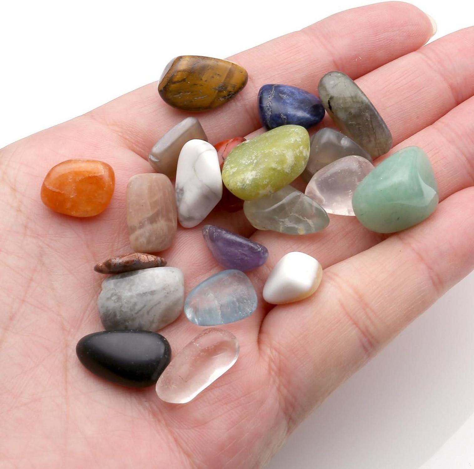 JOVIVI Naturstein Chakra Heilstein Set 20 Edelsteine Trommelsteine Gemstones