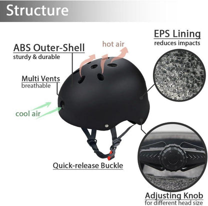 Skateboard/Skate Protektoren Set mit Helmet - Schwarz - Extreme Sports