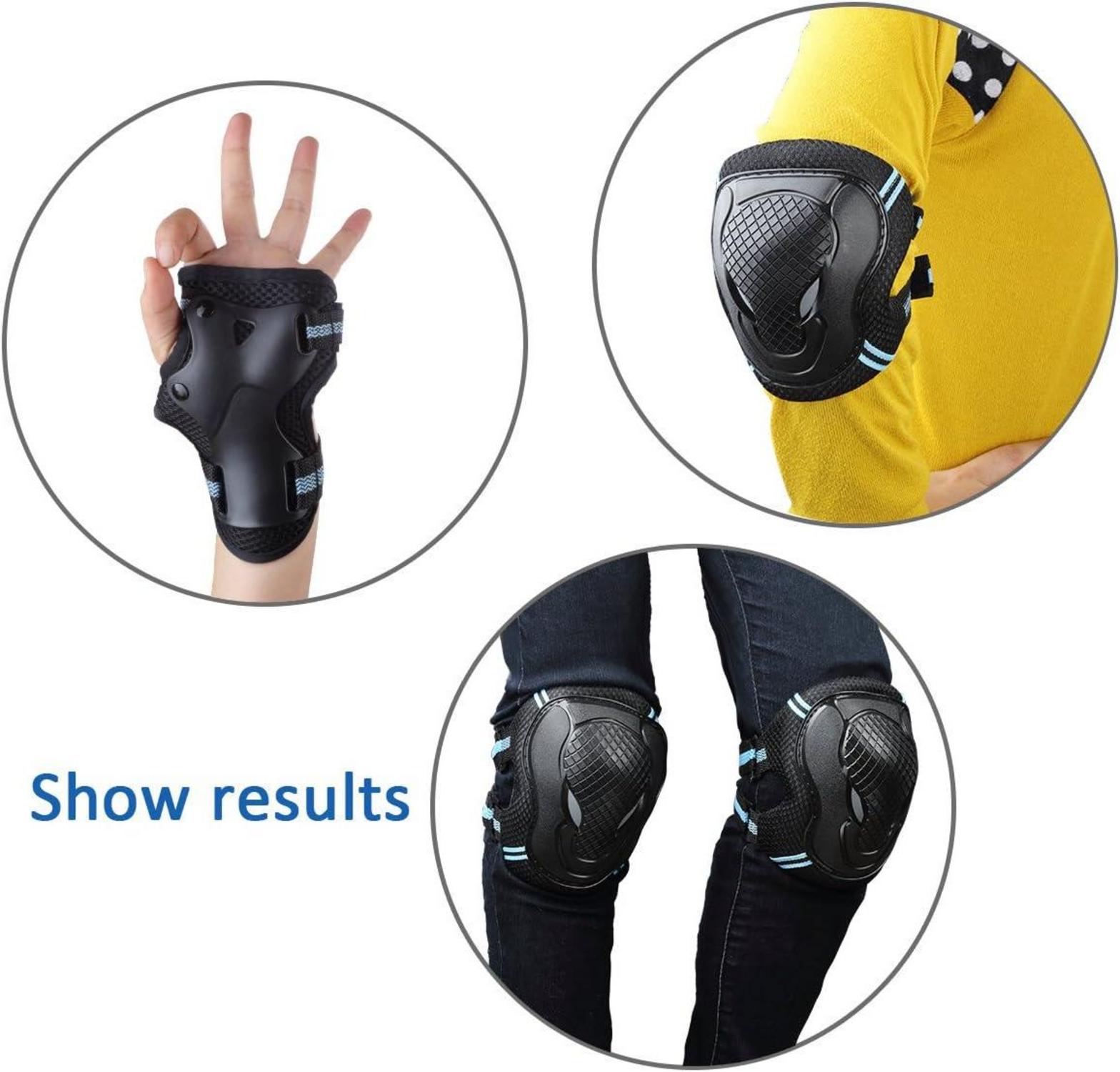 Skate Protektoren Set mit Helmet und Handgelenkschoner - Schwarz