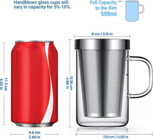 500ml Glas Teetasse mit Sieb und Deckel aus Borosilikat