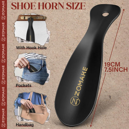 ZOMAKE Mini Schuhlöffel Metall Edelstahl 19cm Schwarz