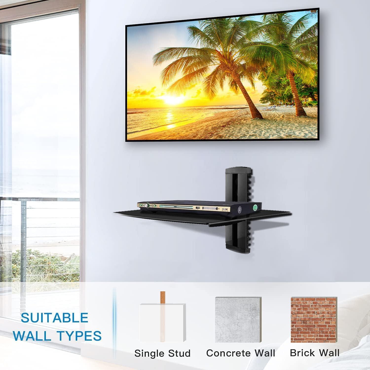 Single Floating Regal Multimedia Wandregal TV Rack Schwarz Gehärtetes
