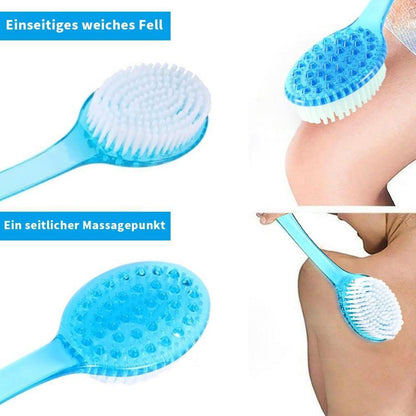 Rückenbürste mit Weichem Fell & Massage, Duschbürste, Langem Stiel
