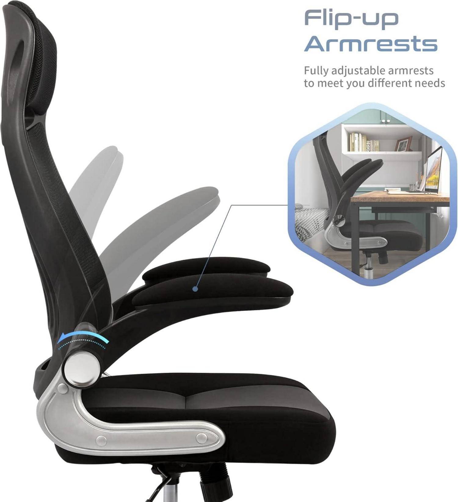 Ergonomischer Bürostuhl Schwarz mit Armlehnen und Kopfstütze