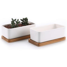 T4U 16.5CM Keramik Sukkulenten Töpfe Kaktus Pflanze Blumentöpfe Weiß 2er Set