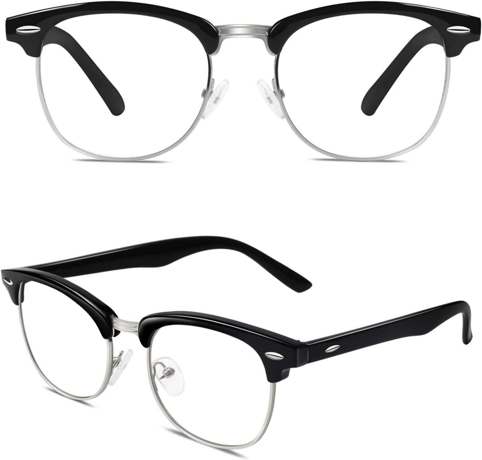 Retro Nerd Brille Halbrahmen Hornbrille Fifties Look