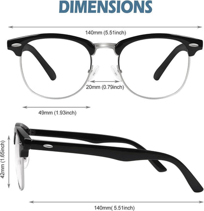 Nerd Brille 50er Jahre Retro Halbrahmen Hornbrille klare Linsen