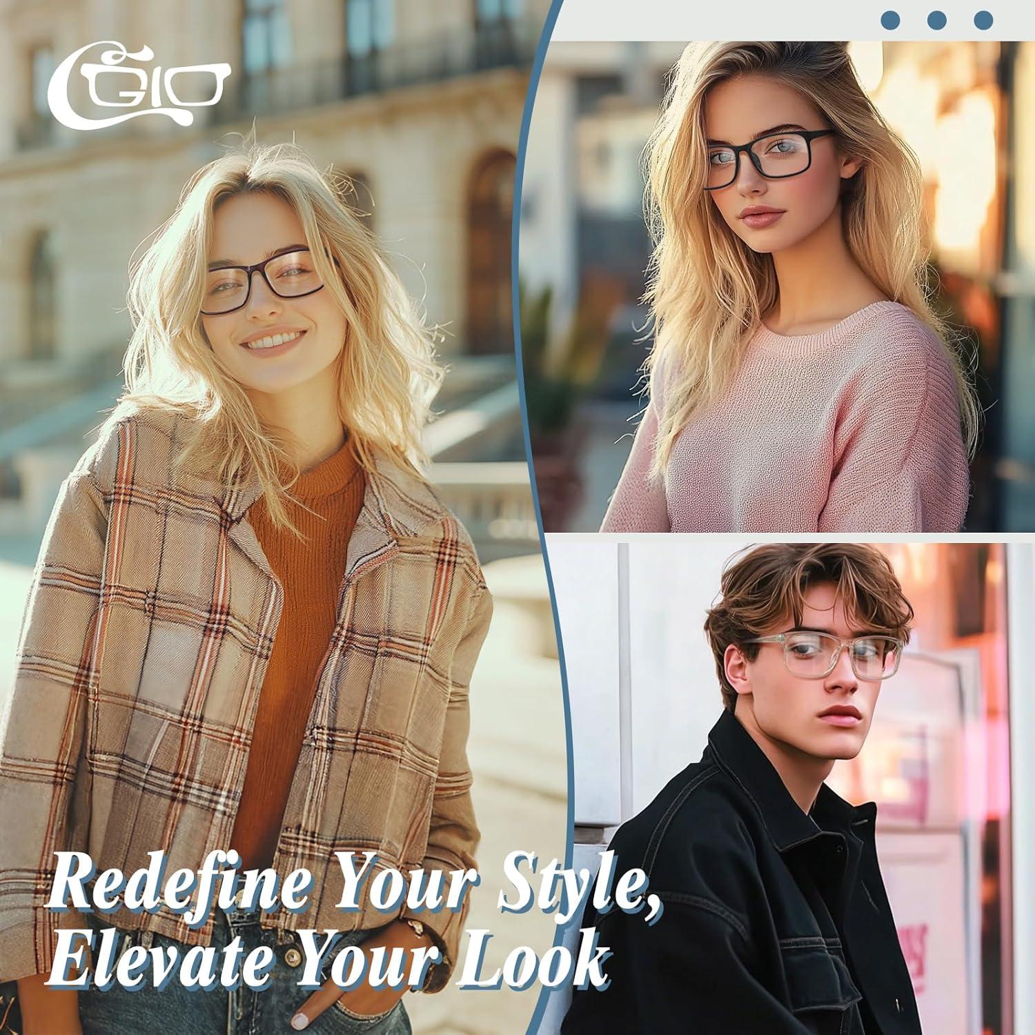 CGID Extra Schmaler Rahmen Rechteck Nerd Clear Brille