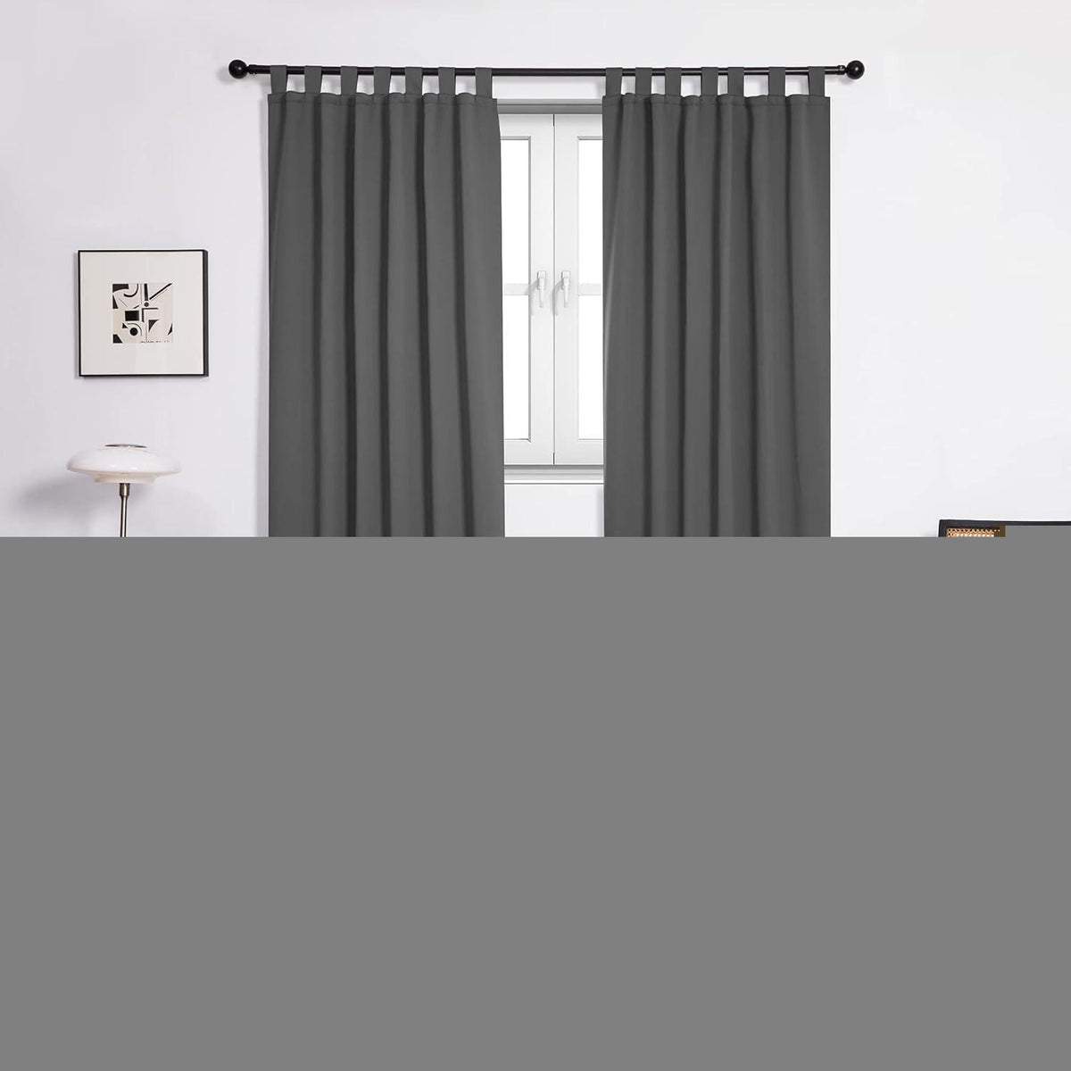 Verdunklungsvorhänge Dunkelgrau 2er Set, 175x140 cm mit Schlaufen