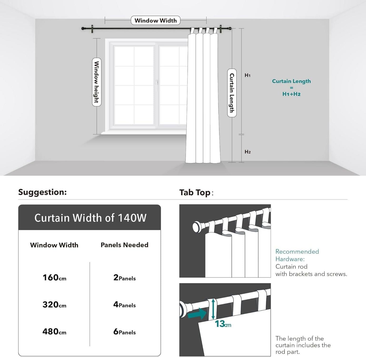 Blickdicht Vorhang Verdunkelung 245x140 cm Schlaufen 2er Set