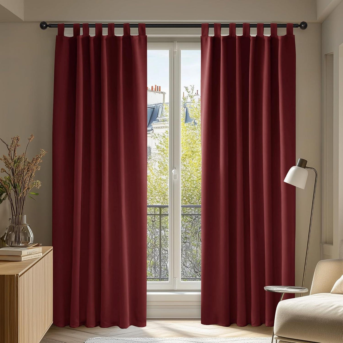 Verdunkelungsvorhang Schlaufen 245x140 cm, Rot, 2er Set