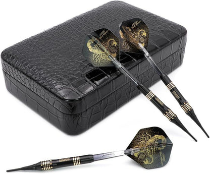 Black Scorpion Deluxe Soft Dartpfeile Set Luxury Case 16g Brass B2303
