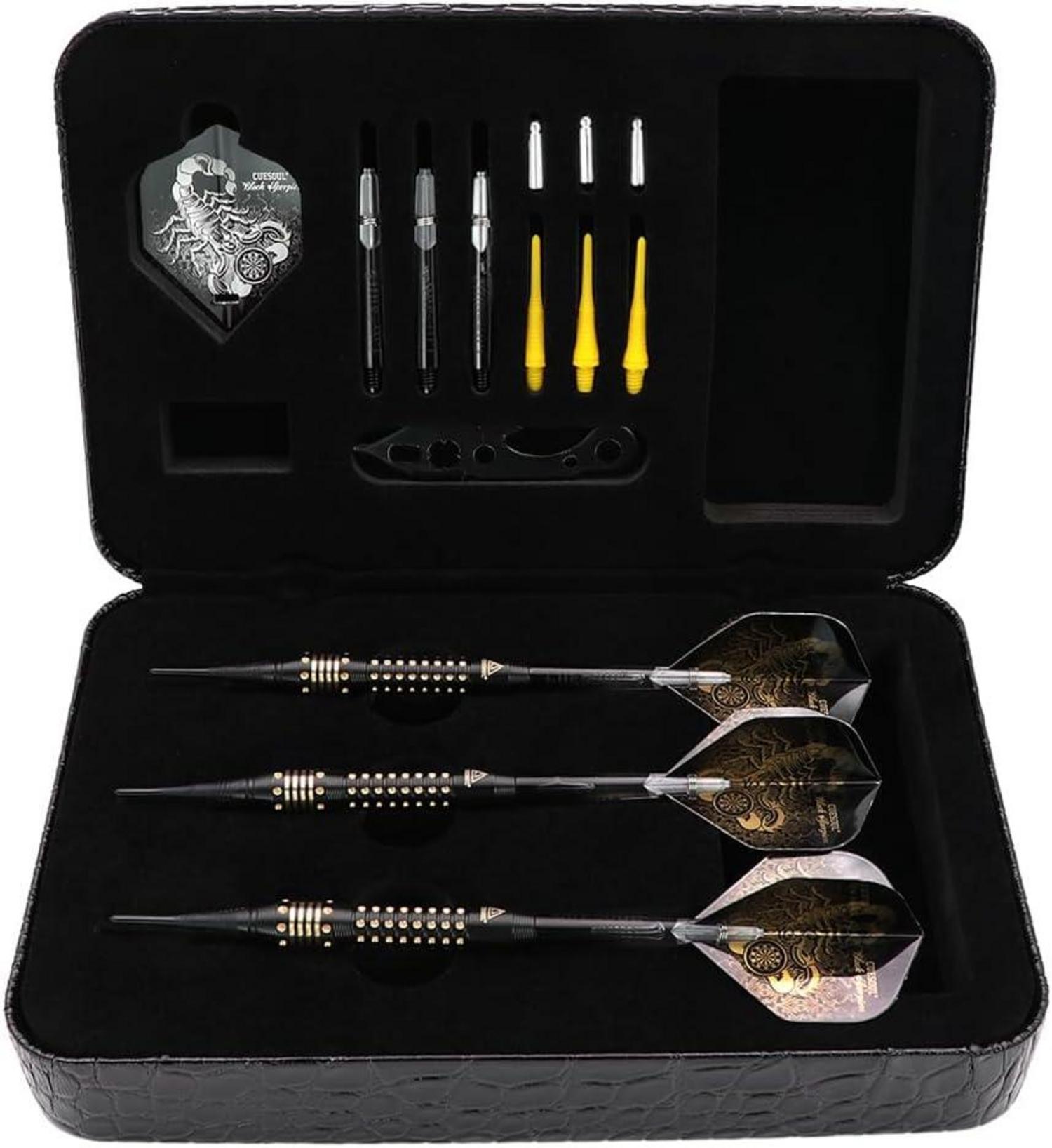 CUESOUL Black Scorpion Soft Dartpfeile Set 16g with Luxury Case