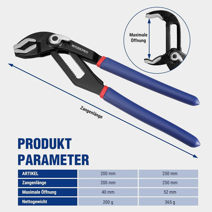 WORKPRO Wasserpumpenzange Set 200mm und