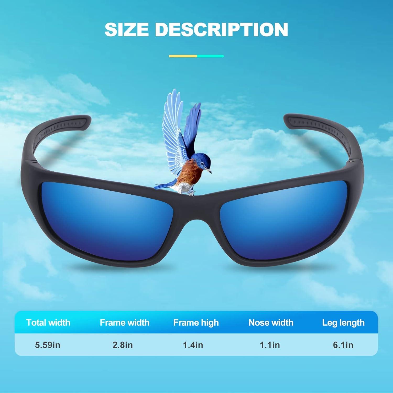 Polarisierte Sportsonnenbrille Herren UV400 Schutz Schwarz/Blau