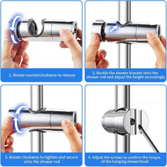 Verstellbare Handbrause Halterung 360° drehbar für Duschstange 19-25 mm - ABS & Chrom - Duschhalterung Slide Bar