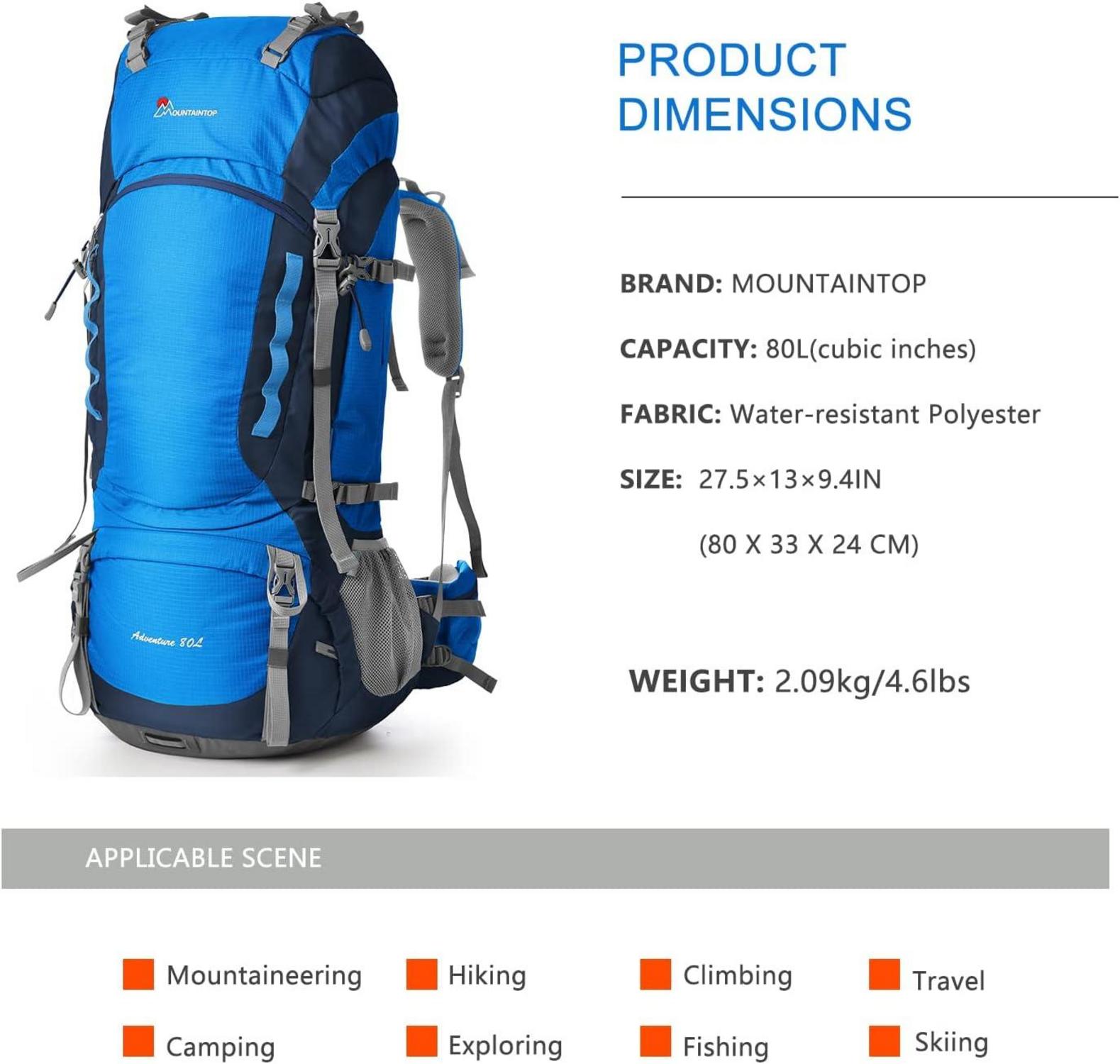 MOUNTAINTOP Trekkingrucksack 80L Damen Herren Outdoor
