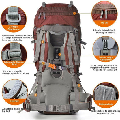 Trekkingrucksack 80L Wanderrucksack Herren Damen Outdoor