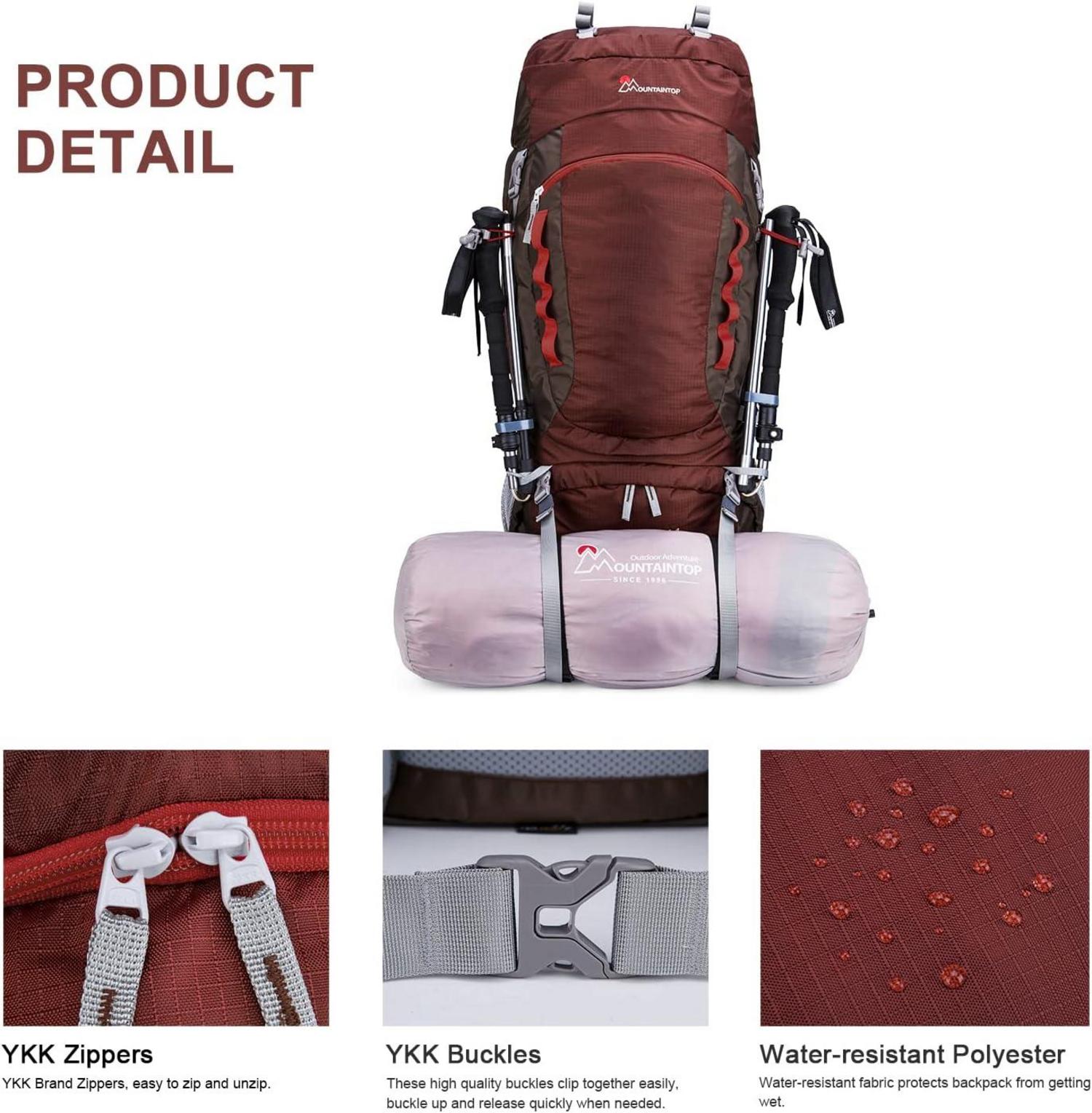 Trekkingrucksack 80L Wanderrucksack Herren Damen Reiserucksack Rot