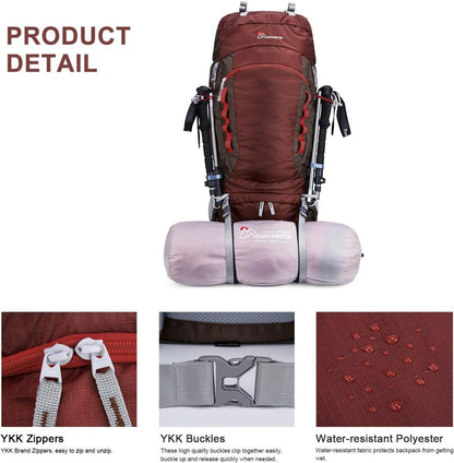 Trekkingrucksack 80L Wanderrucksack Herren Damen Reiserucksack Rot