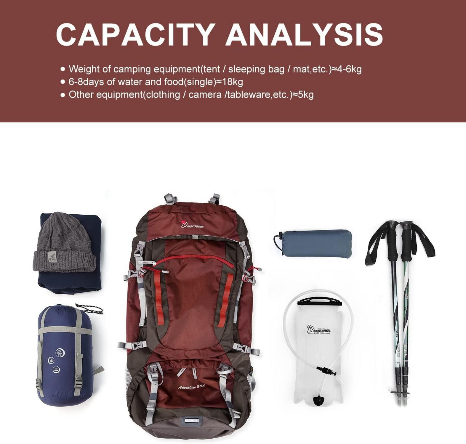 Trekkingrucksack 80L Herren Damen Outdoor Camping Wandern Rot