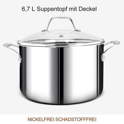 14-teiliges Edelstahl Kochgeschirr Set nickelfrei, 3-lagig