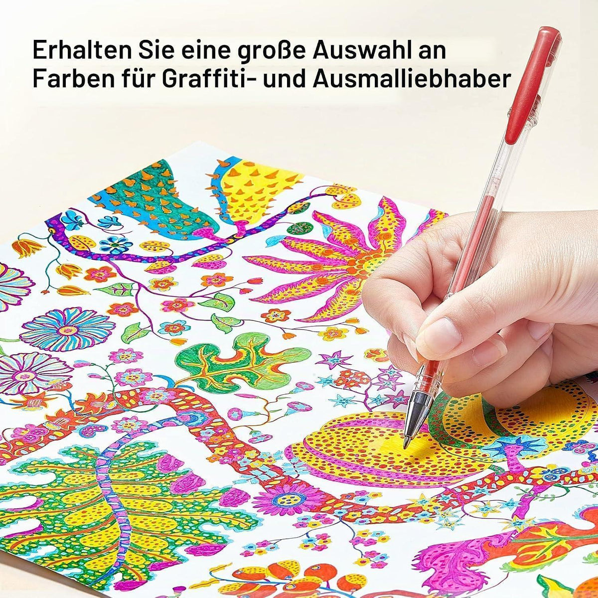 120 Gelstifte Set für Erwachsene & Kinder – Glitzer, Neon, Metallic