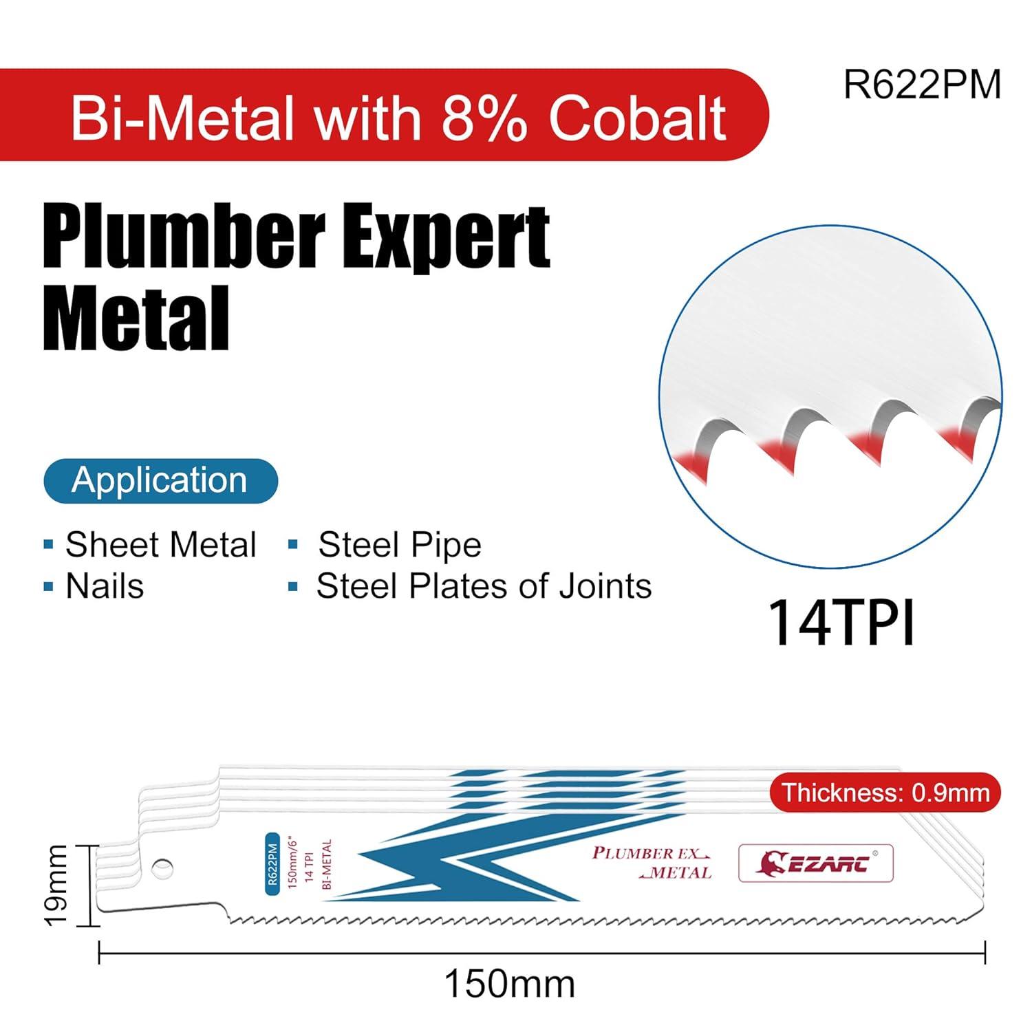 Bi-Metal Säbelsägeblätter 150mm 14TPI (5 Stück) für
