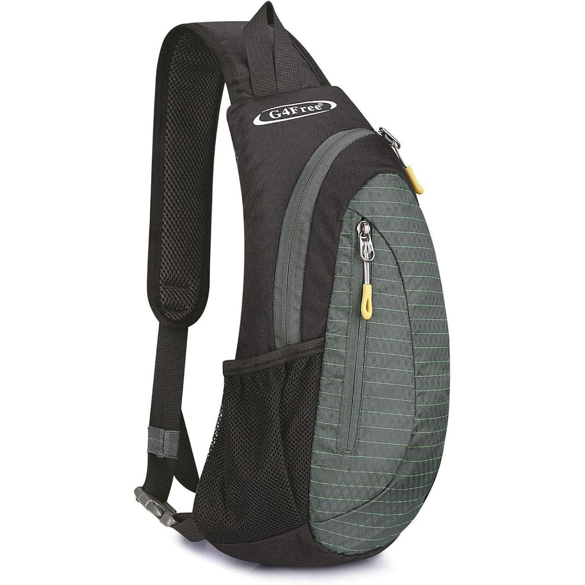 Leichte Brusttasche mit verstellbarem Gurt, Schwarz/Grau
