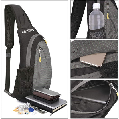 Leichte Brusttasche mit verstellbarem Gurt, Schwarz/Grau
