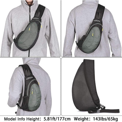 Leichte Brusttasche mit verstellbarem Gurt, Schwarz/Grau
