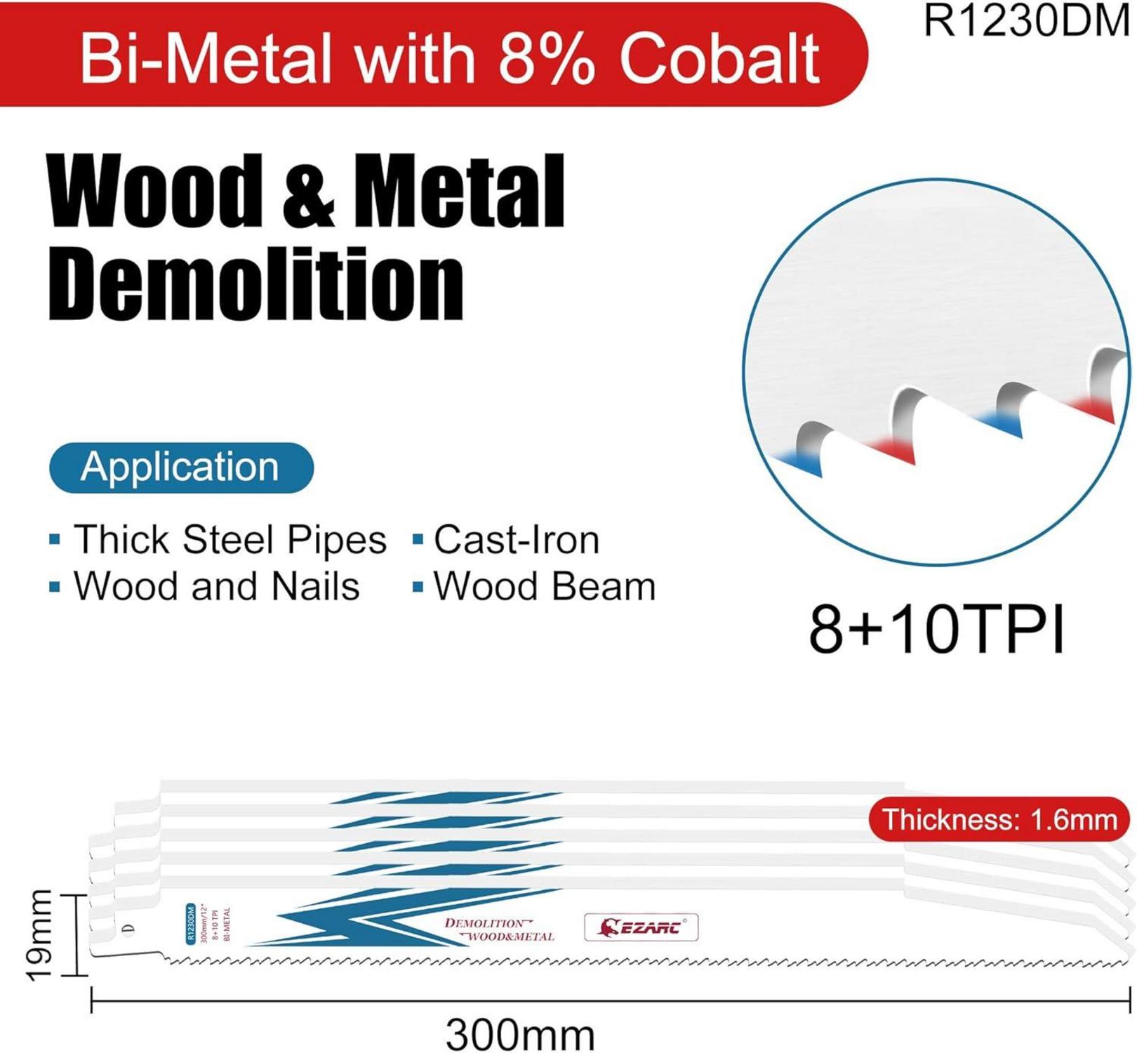 Säbelsägeblätter 300mm 10TPI Bi-Metall für Holz und Metall