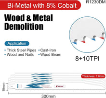 Säbelsägeblätter 300mm 10TPI Bi-Metall für Holz und Metall