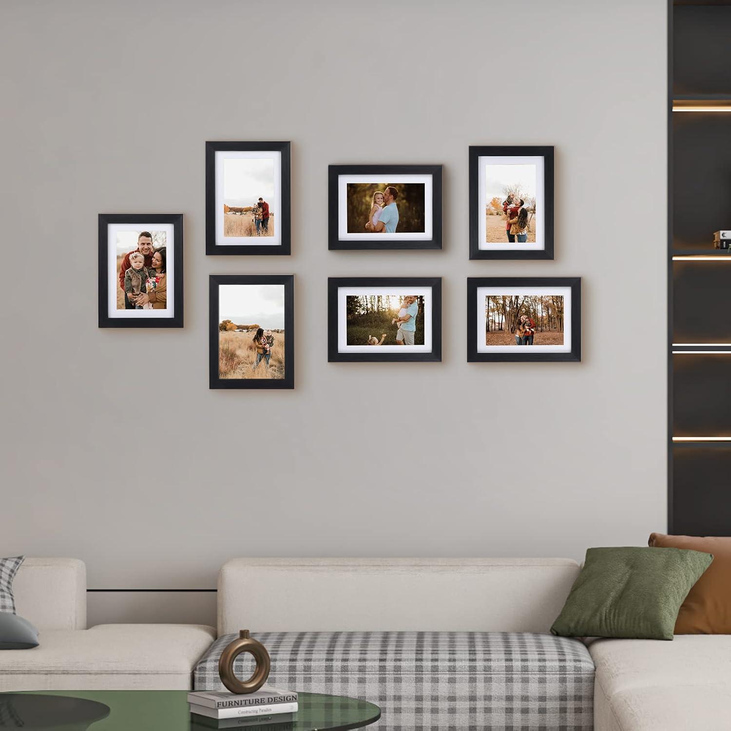 8er Set Bilderrahmen 10x15 cm Schwarz Wand Tisch Fotorahmen