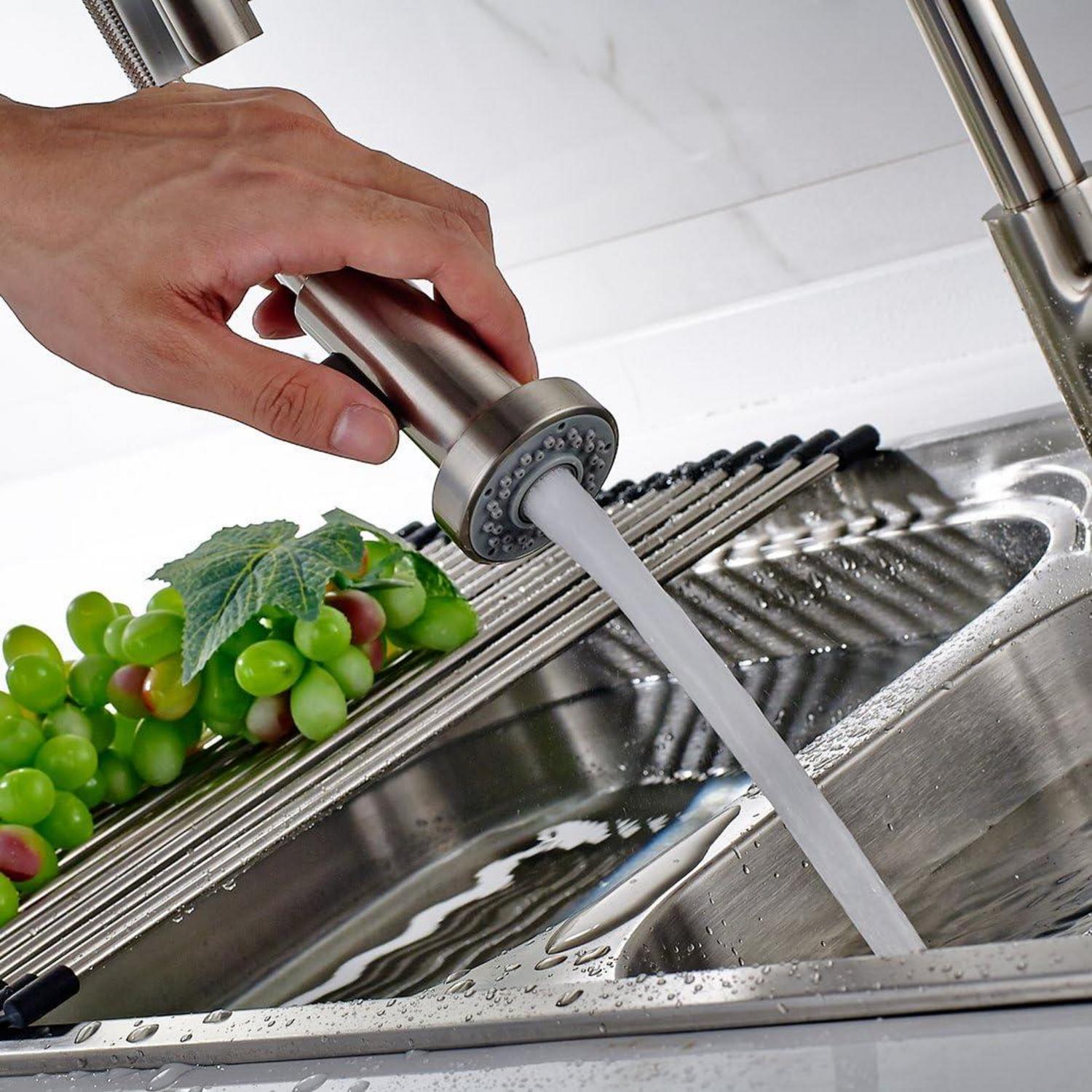 Timaco Wasserhahn Küche Einhandmischer Gebürsteter Nickel Geschirrbrause