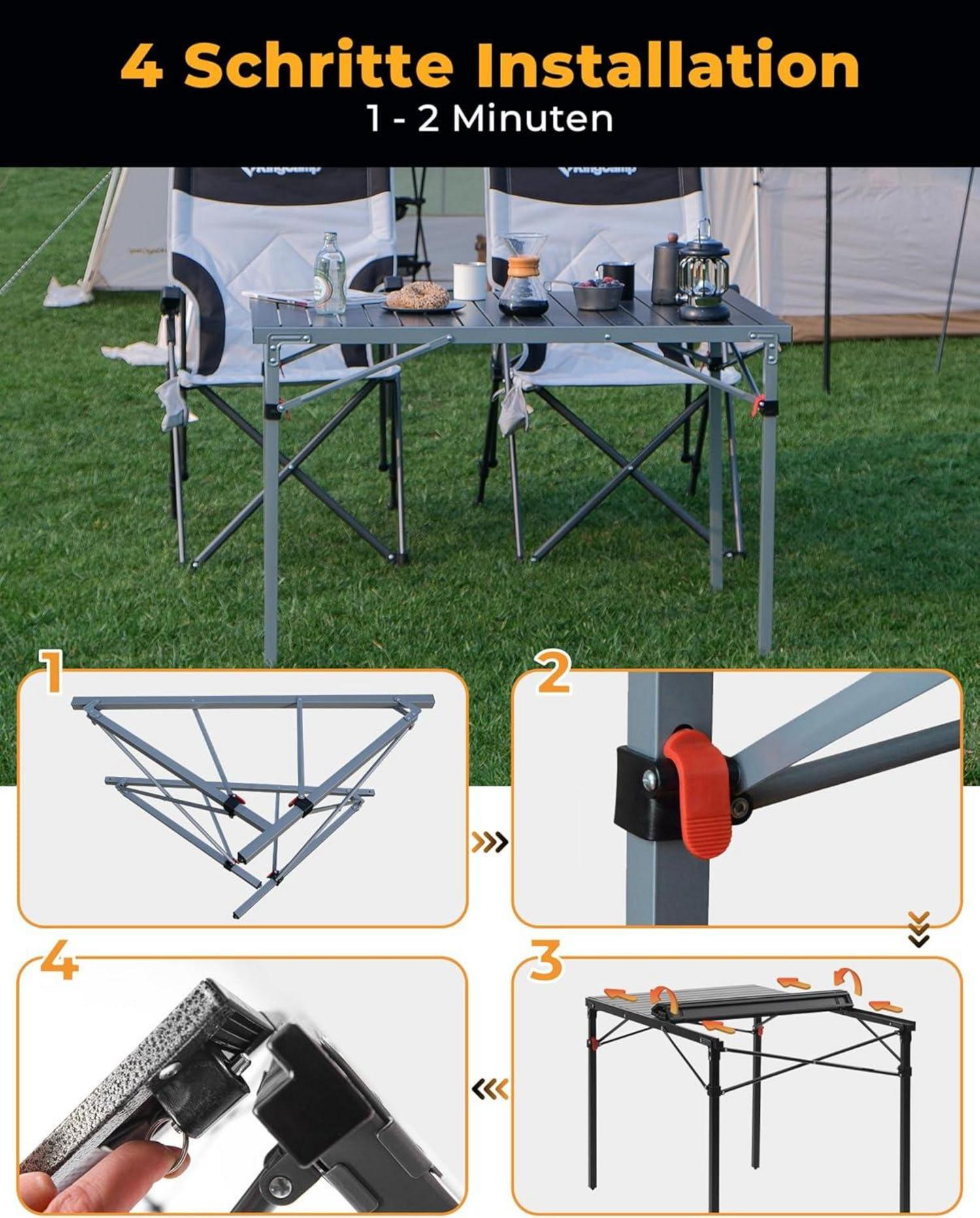 Campingtisch klappbar mit Aluminiumrahmen für 4-8 Personen bis 80 kg